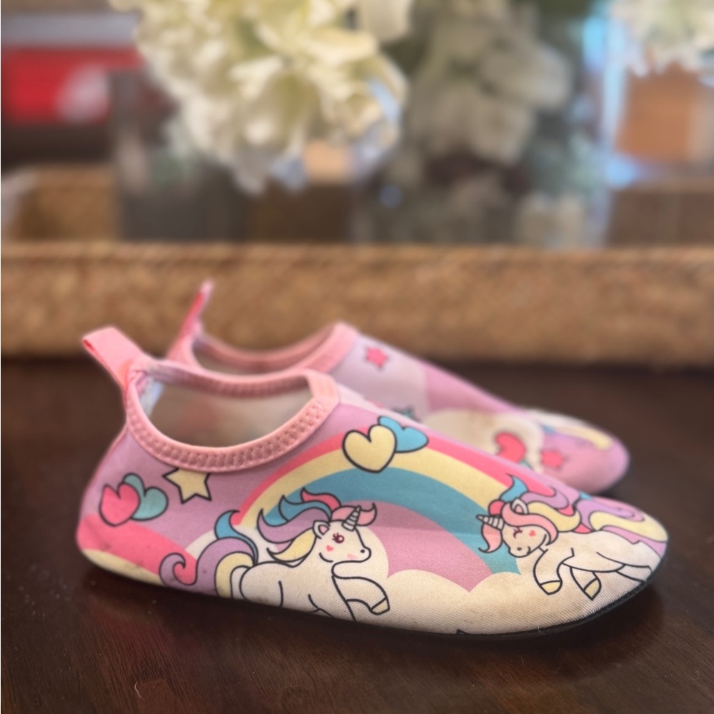 Pink Water Shoes with Unicorn Design and Elastic Ankle - Picture 2 of 3